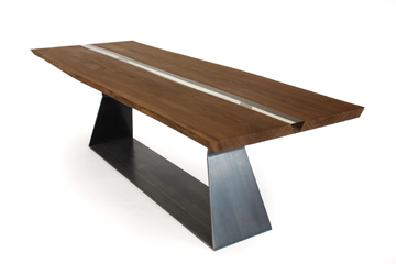 BEDROCK PLANK C RESIN - Table with base in iron base and top in solid wood and resin by Riva 1920 - view 3